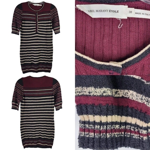 Etoile Isabel Marant Womens Knit Striped Sweater Sz 36 XS Henley SS Southwest - Picture 1 of 9